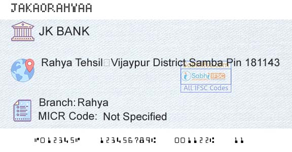 Jammu And Kashmir Bank Limited RahyaBranch 