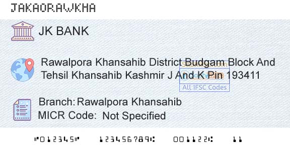 Jammu And Kashmir Bank Limited Rawalpora KhansahibBranch 