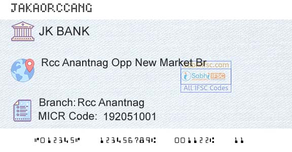 Jammu And Kashmir Bank Limited Rcc AnantnagBranch 