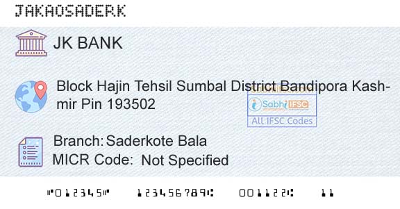 Jammu And Kashmir Bank Limited Saderkote BalaBranch 