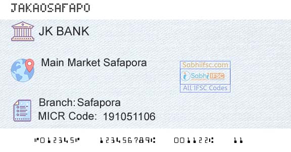 Jammu And Kashmir Bank Limited SafaporaBranch 