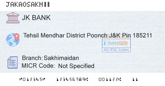Jammu And Kashmir Bank Limited SakhimaidanBranch 