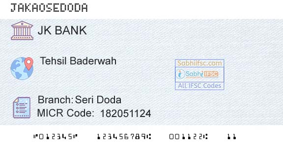 Jammu And Kashmir Bank Limited Seri DodaBranch 