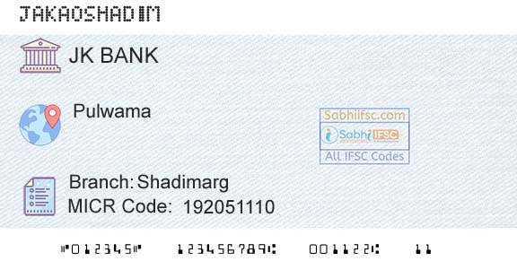 Jammu And Kashmir Bank Limited ShadimargBranch 