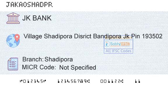 Jammu And Kashmir Bank Limited ShadiporaBranch 