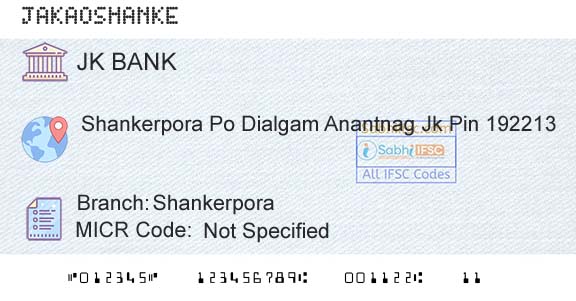 Jammu And Kashmir Bank Limited ShankerporaBranch 