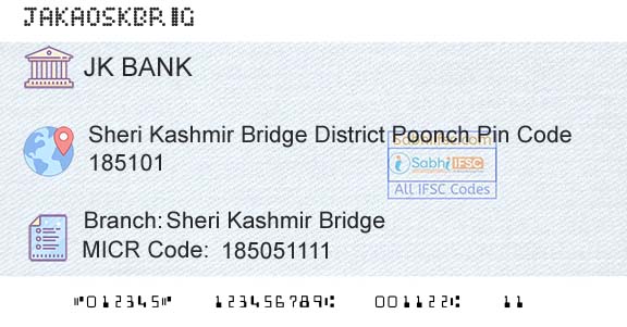 Jammu And Kashmir Bank Limited Sheri Kashmir BridgeBranch 