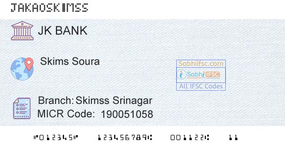 Jammu And Kashmir Bank Limited Skimss SrinagarBranch 