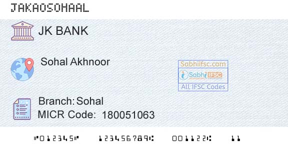 Jammu And Kashmir Bank Limited SohalBranch 