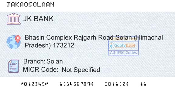 Jammu And Kashmir Bank Limited SolanBranch 