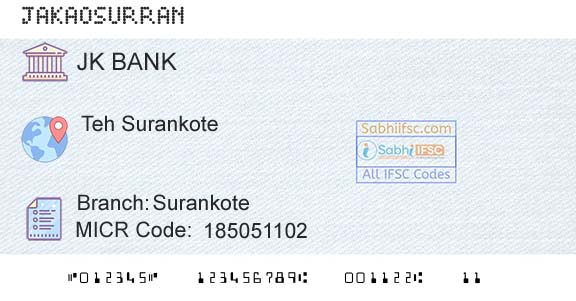 Jammu And Kashmir Bank Limited SurankoteBranch 