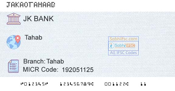 Jammu And Kashmir Bank Limited TahabBranch 