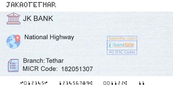 Jammu And Kashmir Bank Limited TetharBranch 