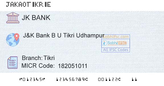 Jammu And Kashmir Bank Limited TikriBranch 