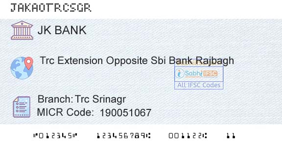 Jammu And Kashmir Bank Limited Trc SrinagrBranch 