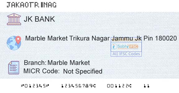 Jammu And Kashmir Bank Limited Marble MarketBranch 