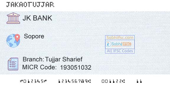 Jammu And Kashmir Bank Limited Tujjar ShariefBranch 