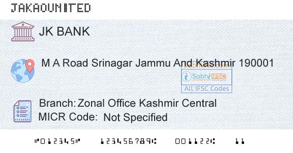 Jammu And Kashmir Bank Limited Zonal Office Kashmir CentralBranch 