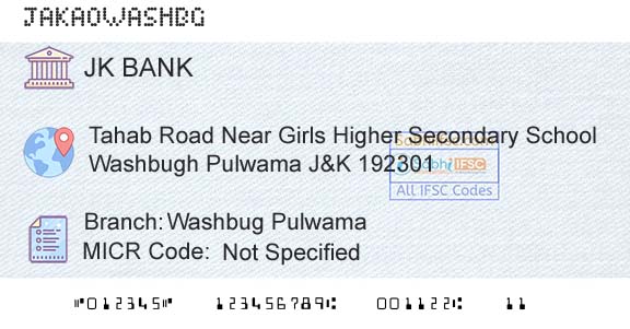 Jammu And Kashmir Bank Limited Washbug PulwamaBranch 