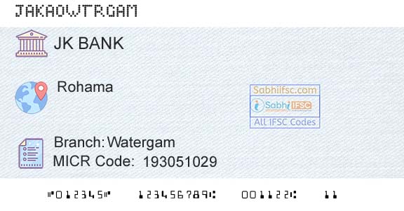 Jammu And Kashmir Bank Limited WatergamBranch 