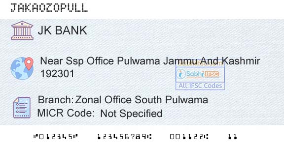 Jammu And Kashmir Bank Limited Zonal Office South PulwamaBranch 