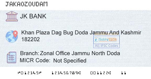 Jammu And Kashmir Bank Limited Zonal Office Jammu North DodaBranch 