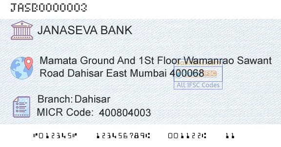 Janaseva Sahakari Bank Borivli Limited DahisarBranch 