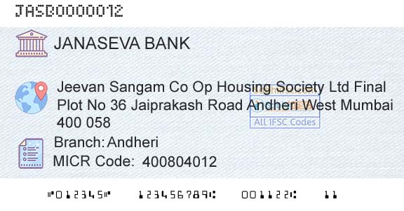 Janaseva Sahakari Bank Borivli Limited AndheriBranch 