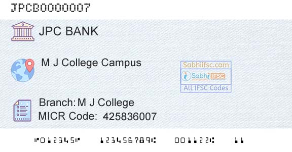 The Jalgaon Peopels Cooperative Bank Limited M J CollegeBranch 
