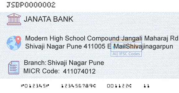 Janata Sahakari Bank Limited Shivaji Nagar PuneBranch 