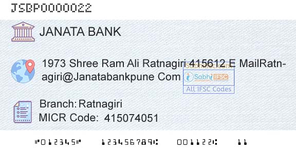 Janata Sahakari Bank Limited RatnagiriBranch 