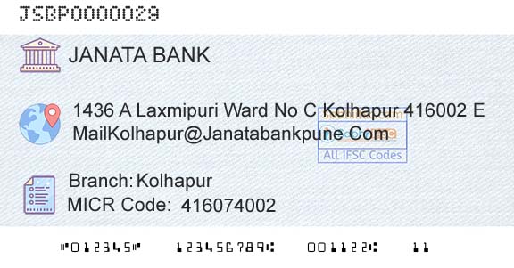 Janata Sahakari Bank Limited KolhapurBranch 