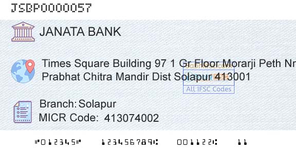 Janata Sahakari Bank Limited SolapurBranch 