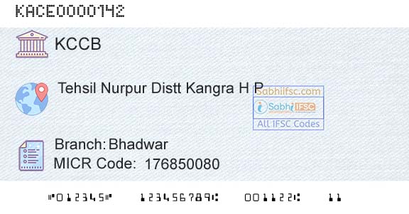 The Kangra Central Cooperative Bank Limited BhadwarBranch 