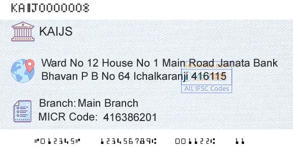Kallappanna Awade Ichalkaranji Janata Sahakari Bank Limited Main BranchBranch 