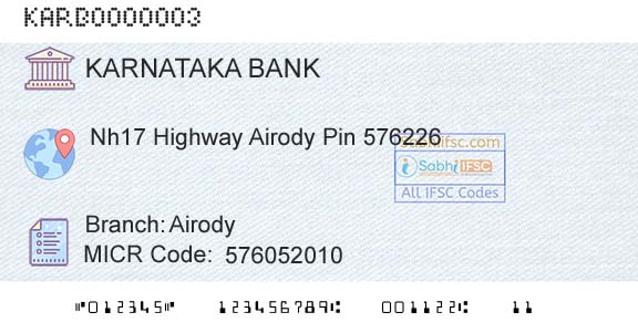 Karnataka Bank Limited AirodyBranch 
