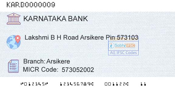 Karnataka Bank Limited ArsikereBranch 