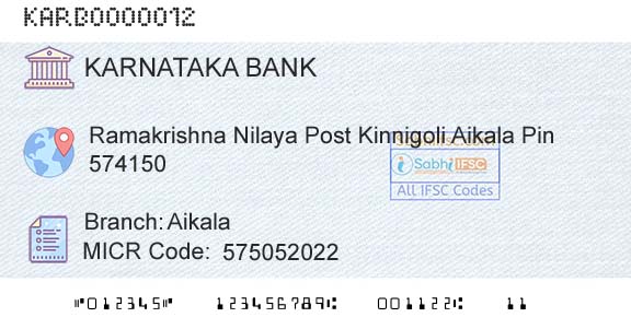 Karnataka Bank Limited AikalaBranch 