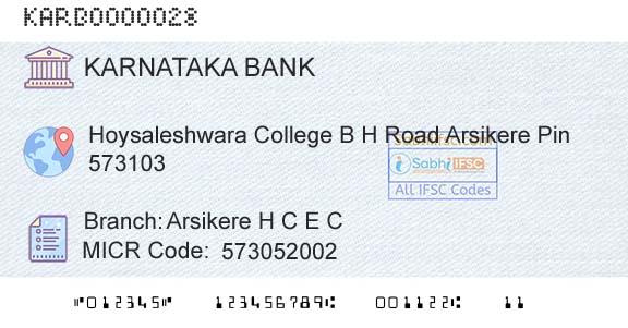 Karnataka Bank Limited Arsikere H C E C Branch 