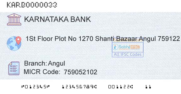 Karnataka Bank Limited AngulBranch 