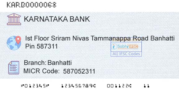 Karnataka Bank Limited BanhattiBranch 