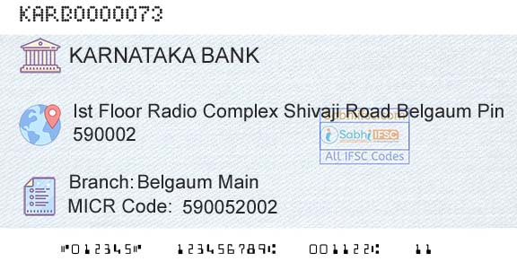 Karnataka Bank Limited Belgaum MainBranch 