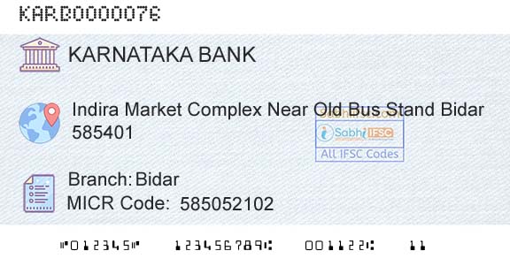 Karnataka Bank Limited BidarBranch 