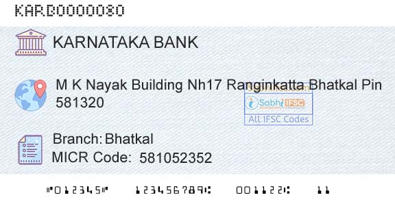 Karnataka Bank Limited BhatkalBranch 