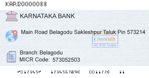 Karnataka Bank Limited BelagoduBranch 