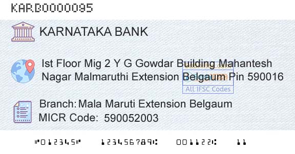 Karnataka Bank Limited Mala Maruti Extension BelgaumBranch 