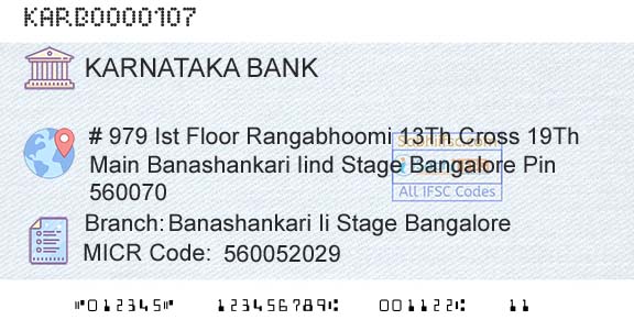 Karnataka Bank Limited Banashankari Ii Stage BangaloreBranch 