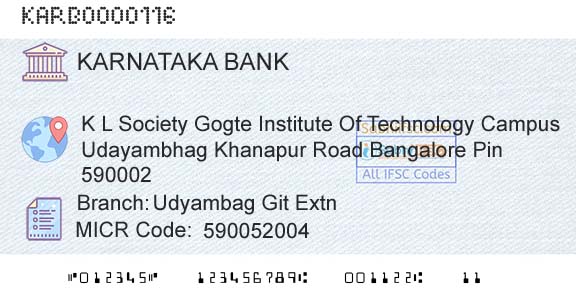 Karnataka Bank Limited Udyambag Git Extn Branch 