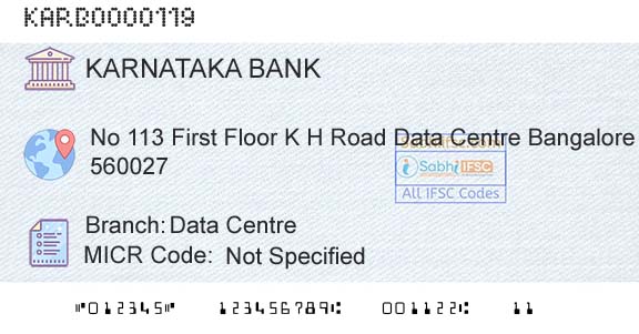 Karnataka Bank Limited Data CentreBranch 