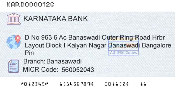 Karnataka Bank Limited BanasawadiBranch 